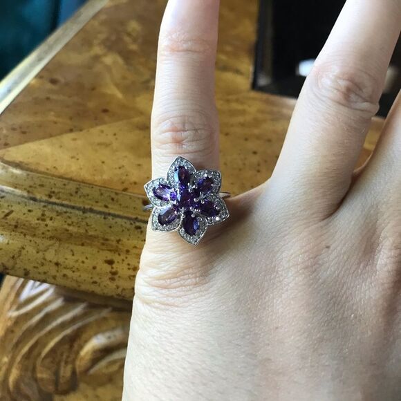 Natural Amethyst Sterling Silver Ring Size 5 - Picture 9 of 10